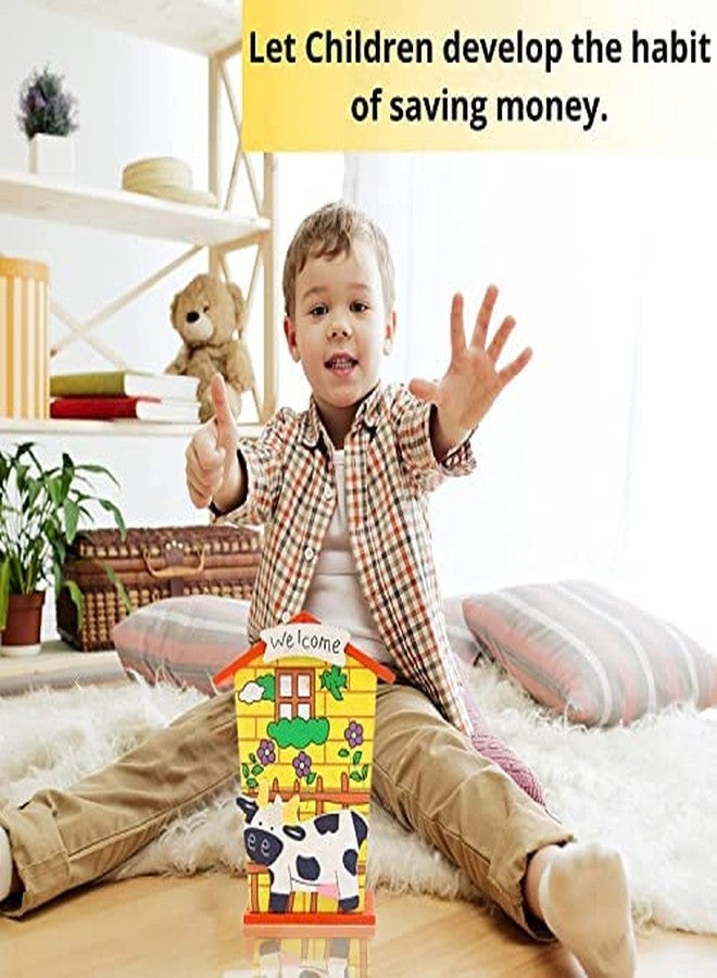 ArtRIght Piggy Bank for Kids Wood House Animal Designs, Multi Color Perfect Return Gift for Kids Birthday Party Random Colour (Pack of 3) - Image 5